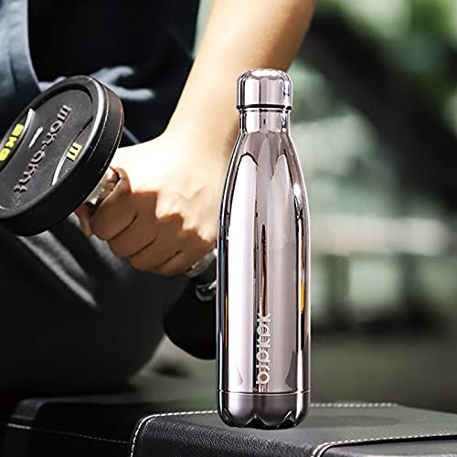 Bjpkpk Insulated Water Bottles -17Oz/500Ml -Stainless Steel Water Bottles,Sports Water Bottles Keep Cold For 24 Hours And Hot For 12 Hours,Kids Water Bottles-Silver Miner #TOP3