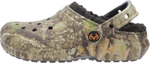 Crocs Zueco clásico con forro Realtree unisex para niños, Khaki/Multi, 1 Little Kid