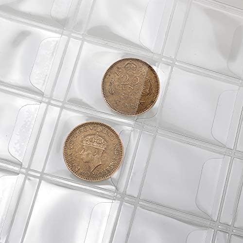 258 Pocket Coin Pages,Homgaty 10 Sheet Coin Collection Supplies, Plastic Coin Holders Page Stamp Penny Album Currency Protector Sleeves 4 Sizes 12, 20, 30 and 42 Pocket Pages