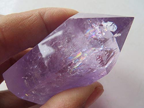 Cristal Natural Amatista en Bruto Punto de Cristal de Cuarzo Transparente Natural con Grandes arcoíris 99g xiaguolingsm
