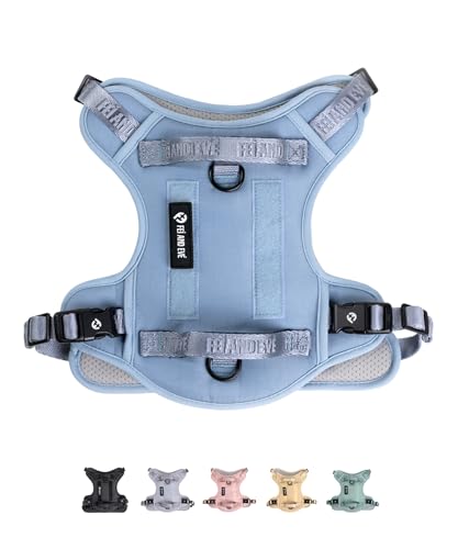 2026 New Edition, Fei & Eve Classic Dog Harness - Quick-Release Buckles | 3-Point No-Pull Control | Heavy-Duty 900D Nylon | Dual Safety Handles | Breathable Mesh | Adjustable Fit | Medium,Blue
