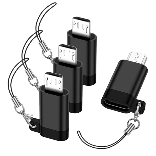 Micro USB to USB C Adapter for Samsung Galaxy S7/S7+/S7 Edge/S6/S6 Edge/J3/J7/Note 6/5,LG G4,Nexus 4/5/6, 4Pack Type C Female to Micro USB Male Adapter Mini-USB Connector Support Charge & Data Sync