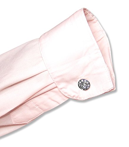 Covona Men's Solid Pink Color Dress Shirt W/Convertible Cuffs Sz Large #TOP1