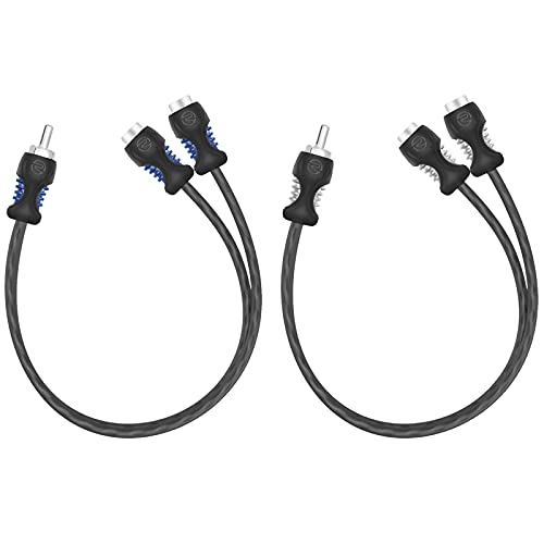 RECOIL A1M2F OFC 1 Male to 2 Female RCA Y Adapter Car Audio 1ft Splitter