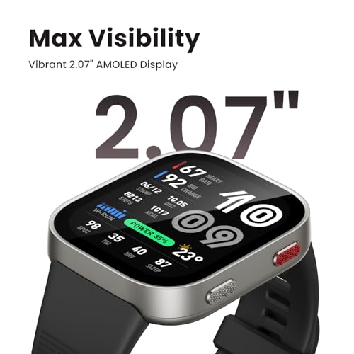 Image of Amazfit Bip Max 50mm Smartwatch, 2.07 inch AMOLED Display, 20 Days of Battery, GPS, 4GB Storage, Offline Maps, Fitness Tracker, Hybrid Training, 150+ Sports, HYROX Mode, 5 ATM for Android & iPhone, Gray