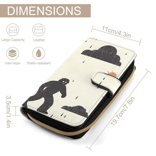 Bigfoot Rain Clouds Suns Long Wallet for Women Men Purses Coin Pouch Credit Card Holder Organizer2