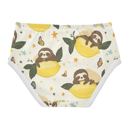 Wusikd Sloths Sleeps Girls' Underwear Cotton Lemon Butterflies Girls Briefs Soft Toddler Underwear 2T2