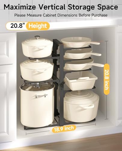 Image of MUDEELA 8-Tier Pots and Pans Organizer under Cabinet, 20.8 inch H Heavy Duty