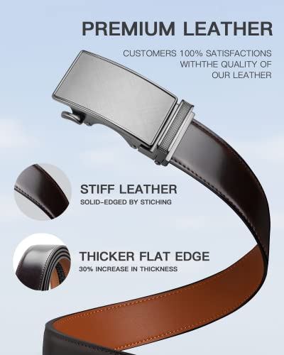 Image of Zitahli Belt Men,Leather Ratchet Belt for Men Dress Casual Every Day with Adjustable Buckle,Trim to Fit For Gift