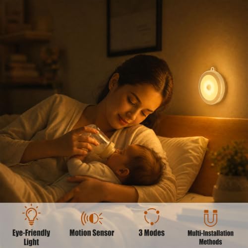 Image of Hoteon PIR Motion Sensor Light, Battery Powered LED Night Light, Warm, 2PCS