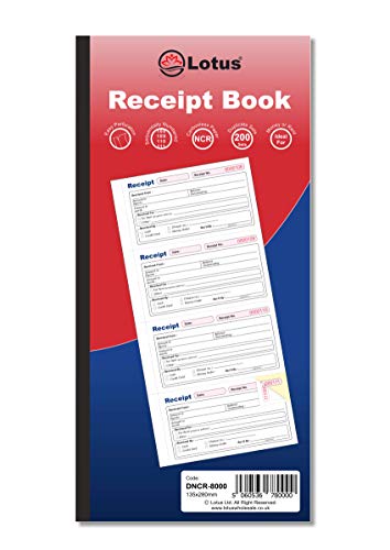 Lotus - Duplicate Receipt Book | 2-Part Receipt Book Duplicate | Money & Rent Receipt Book - DNCR-8000