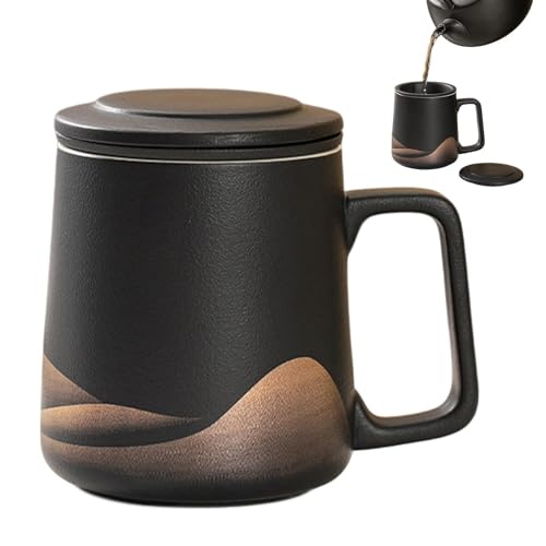 Infusor de taza de té, taza de té de 360 ml, té de cerámica mate, cafetera de té pintada a mano, hervidor de esmalte negro, taza de té verde, infusor de té negro, taza de té Oolong, taza de té vintage