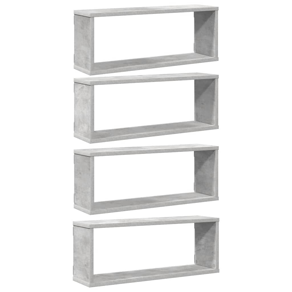 vidaXL Mensole Parete a Cubo 4pz Grigio Cemento 60x15x23cm Multistrato