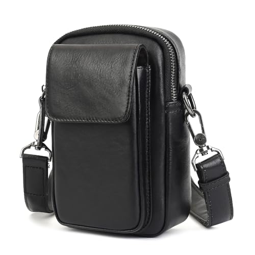 Image of Small Leather Crossbody Bags for Women Mini Messenger Bag for Men Purse Shoulder sling bag