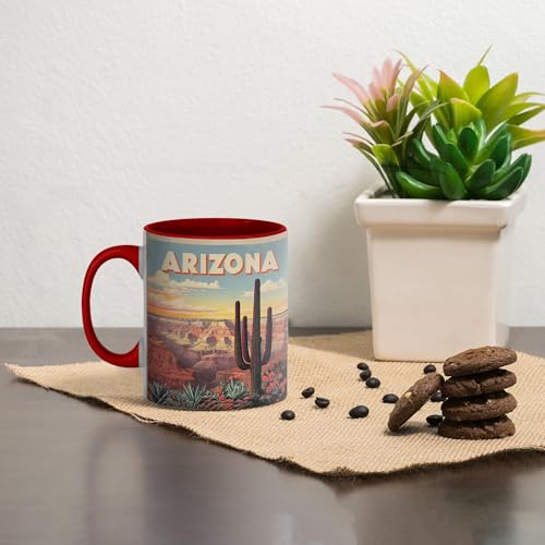 Taza de cerámica roja estilo desierto 15 oz miniatura 6