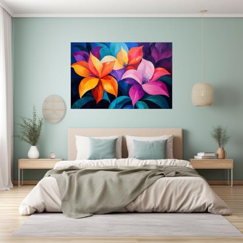 Paysage tableau mural lys épais orange pour masquer un mur vide