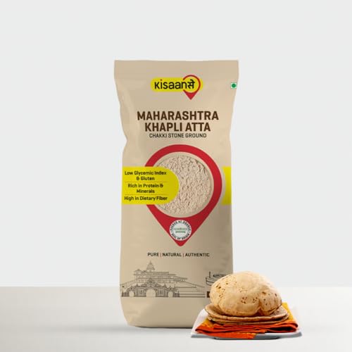 Image of KisaanSay Chakki Khapli Atta (4 KG) | Stoneground High Protein Atta | Low Gluten Emmer Wheat Flour | High in Fibre & Easy to Digest Khapli Wheat Aata | Nutrient-Rich & Low GI Flour for Softer Rotis