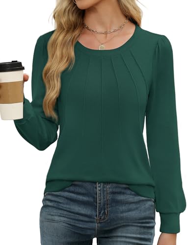 Image of WEACZZY Women Long Sleeve Shirts Crew Neck Tunic Tops Soft Casual Blouses