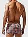 Men's Sexy Low Rise Boxer Brief Soft Pouch Trunks Pajamas Bottoms Fahion Checekered Underpants Button Open Fly Boxer Shorts Pink Plaid X-Large