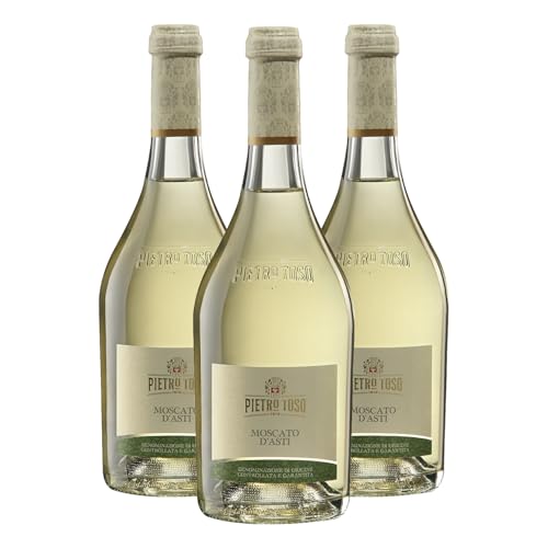 Pietro Toso Moscato d'Asti DOCG. Vino espumoso dulce Italiano (pack 3 botellas x 750 ml). Moscatel aromático del Piamonte