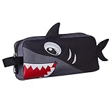 NOHOO Pencil case, funny Animal Print Pencil bag for kids, Lightweight Portable pencil pouch with Zipper for Girls Boy Students Teens Adults School office Travel Holder Box - Grey Shark
