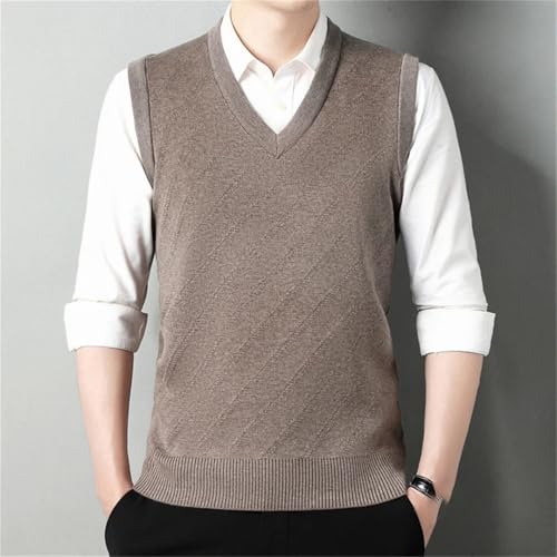 Men's Knitted Vest Sleeveless Pullover Sweater V-Neck Solid Color Casual Business Waistcoat3