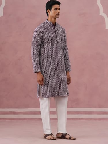 Image of Jompers Floral Embroidered Kurta With Churidar (Purple, L)