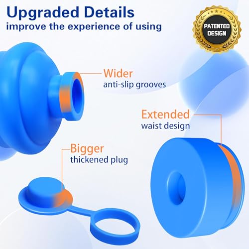 Image of Gofriipai 3 and 5 Gallon Water Jug Cap, Silicone Reusable Replacement Cap, Non Spill Bottle Caps for 55mm Bottle Water Dispenser Caps - Pack of 10