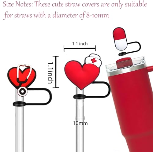 Image of 12Pc Straw Cover for Stanley Cup, Silicone Straw Topper for Stanley Cup 30&40oz with Tumblers, 10mm 0.4in Lid Accessories (Reusable)