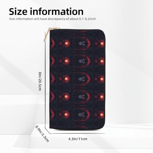 Gothic Dark Lion Print Wallet Women Men, Long PU Leather Wallets for Women, Cute Womens Travel Wallet Purse Pouch with Zipper Pocket3