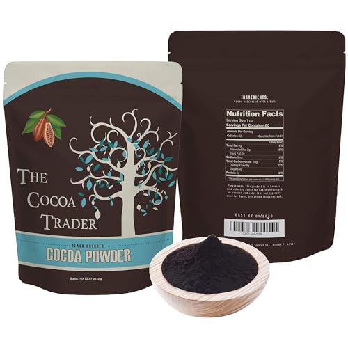 The Cocoa Trader - Black Cocoa Powder for Baking (5lb) - Darkest Dutch Processed Cocoa Powder, Unsweetened Chocolate Flavor | Natural Substitute for Black Food Coloring, Bulk | Sugar Free, Extra Dark
