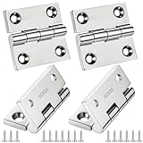 Lyksgir 316 Stainless Steel Hinges Marine Grade, 2 inch x 2 inches (50mm X 50 mm), 4 PCS Heavy Duty Boat Hatch Hinge, Cabinet Butt Hinges Marine with Screws, for Boats, RVs