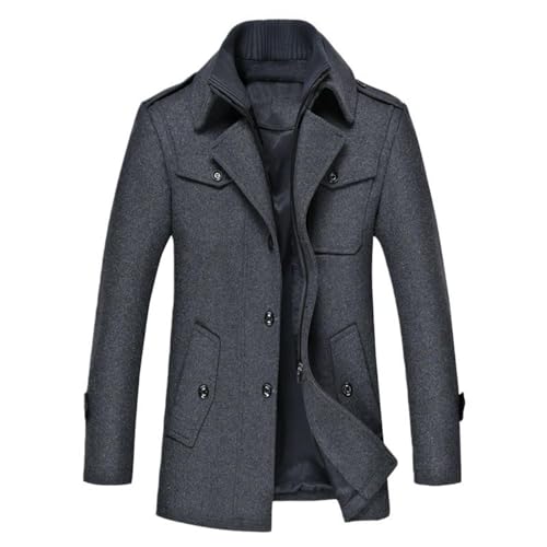 Trench en laine pour homme coupe mi-longue haut de gamme pour l'hiver