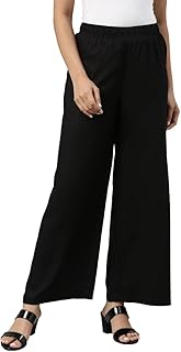 go colors Women's Solid Woven Viscose Mid Rise Basic Relaxed Fit Palazzos-picture-50