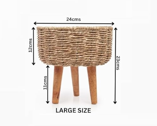 Image of Jute Handmade Twisted Natural Rope Planters for Indoor Plants | Jute Baskets | Plant Container | Gamla for Indoor Home & Decor Balcony | Garden - Natural Brown (Large)