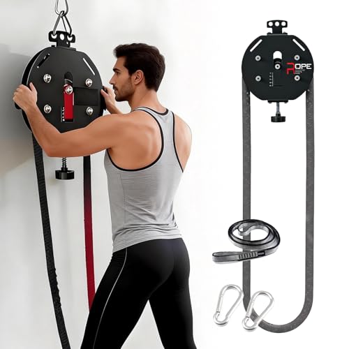Trener linowy Endless Rope, system lin do ćwiczeń z regulowanym oporem, maksymalny opór 30 kg, 4-metrowa lina nylonowa, do treningu całego ciała, cardio, HIIT red