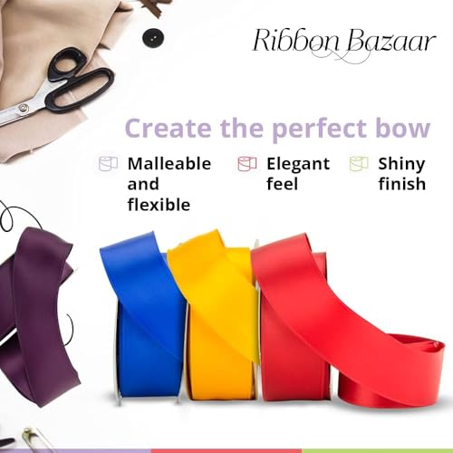 Image of Ribbon Bazaar Double Faced Satin 7 /8 inch Red 25 Yards 100% Polyester Ribbon