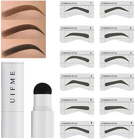 Eyebrow Stamp Stencil Kit One Step Brow Stamp Kit Waterproof Eyebrow Stencil Stamp On Eyebrows Definer With 6 Pairs Reusable Eyebrow Stencils(Gray Black)