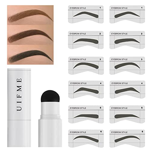 Eyebrow Stamp Stencil Kit One Step Brow Stamp Kit Waterproof Eyebrow Stencil Stamp On Eyebrows Definer With 6 Pairs Reusable Eyebrow Stencils(Gray Black) #TOP5