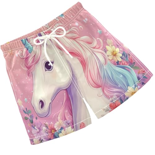 Pigsaly Boys Swim Trunks A Unicorn Head Boys Board Shorts Swimsuit Swimwear Summer Bathing Suit 4T
