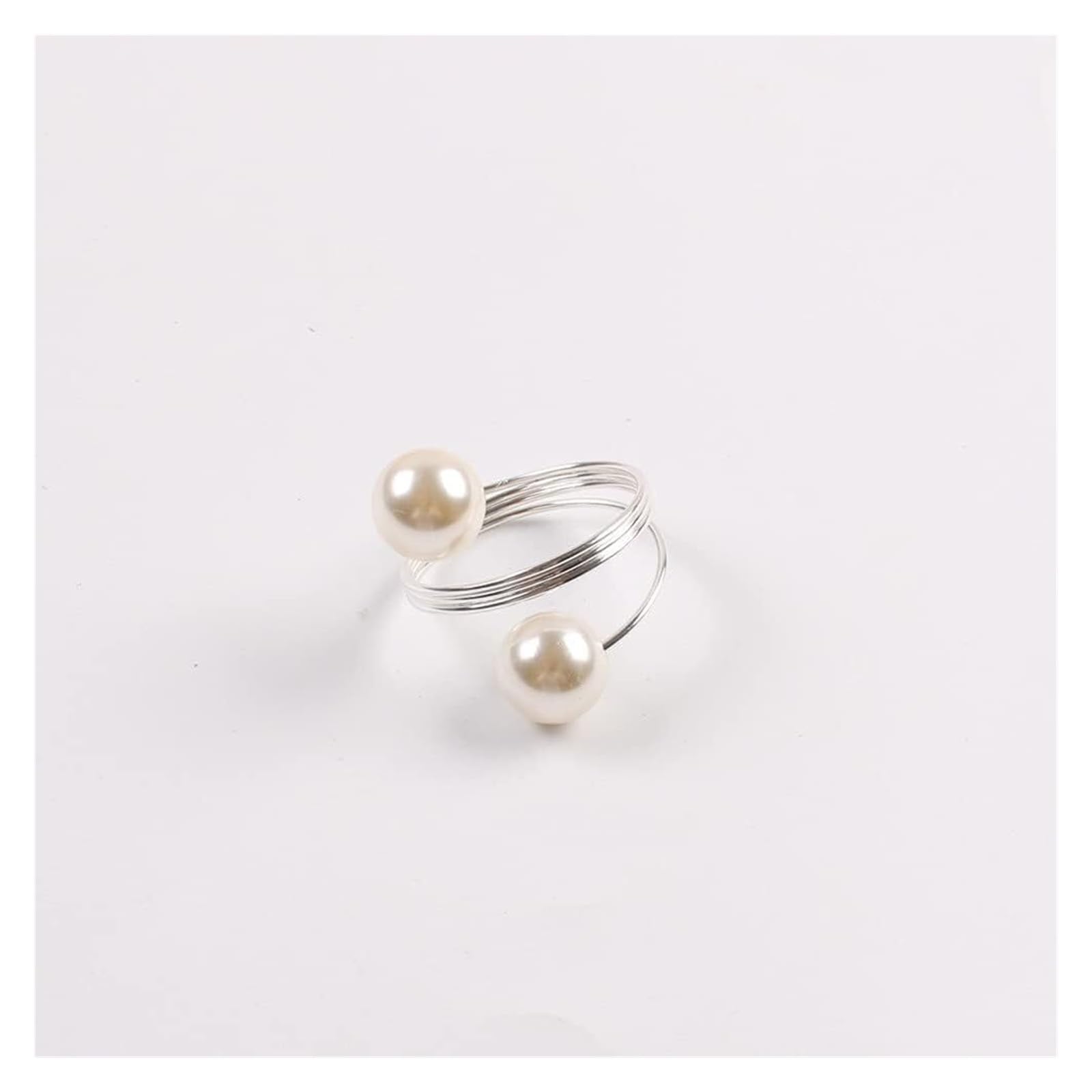 Hebilla de Metal servilletero servilletero Anillo, 12 Piezas de Hebillas de Mantel de Boda con Perlas de Primavera for decoración de Hotel, Anillos de Toalla de Papel(Silver)