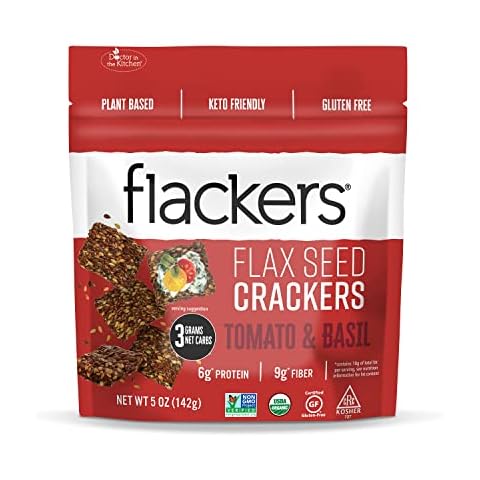 Flackers Flax Seed Crackers Sun Ripened Tomato & Basil 5 Ounces (Case of 12) Cover