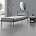 Produktbild [en.casa] Metallbett 90x200 cm Schwarz auf Stahlrahmen mit Lattenrost Bettgestell mit Kopfteil Design Jugendbett Gästebett