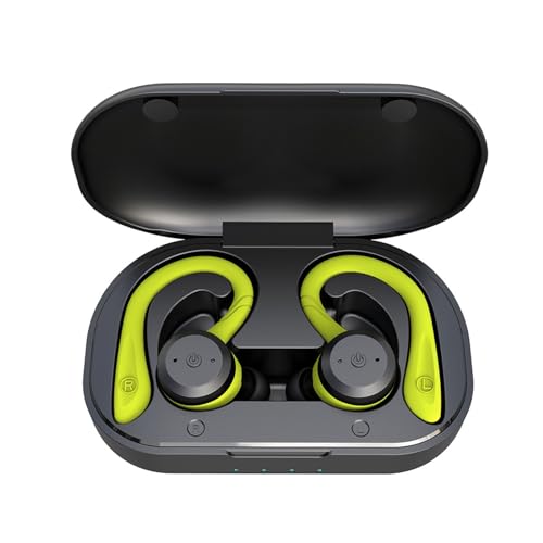 骨伝導 集音器イヤホン しゅうおんき 開放型スポーツヘッドフォン、25H 骨伝導 5.3 HiFiステレオヘッドフォン、HDマイク付き、ヘッドセットノイズキャンセリング、IPX7防水開放型ヘッドフォン、ランニング用/ブラック 外音取込み機能(Green)