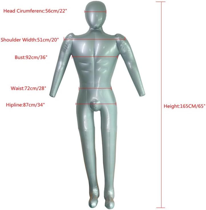 Inflatable Male Model Full Body Mannequin with Arm & Legs Men Clothing Display Dummy Props New