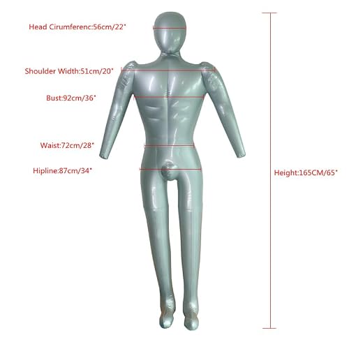 Inflatable Male Model Full Body Mannequin with Arm & Legs Men Clothing Display Dummy Props New