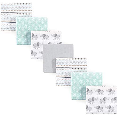 Image of Hudson Baby Unisex Baby Cotton Flannel Receiving Blankets Bundle, Gray Elephant, One Size