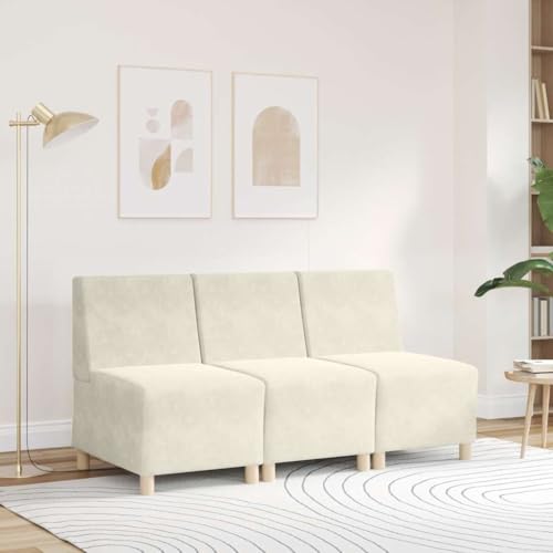 MOBCANT Sessel Creme 55 cm Samt Wohnlandschaft Couch Couchgarnitur Schlafsofa für Wohnung Büro Schlafzimmer Hotel – Bild 4