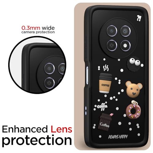 Image of Pikkme Back Cover for Realme Narzo 70x 5G / N65 / Realme 13 /12 / 12X 5G / C65 | Cute Fun Cartoon 3D Bear Silicone Full Body Protection Bumper Cover (Black)