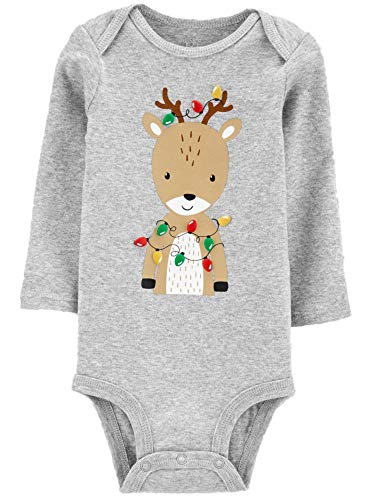 Body pour bébé anti irritation motif renne de Noël gris 3 mois